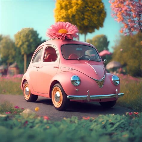 Premium AI Image | Cute pink car