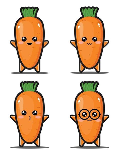 Cute Cartoon Carrot Vegetable Kawaii Design Premium Kawaii Design