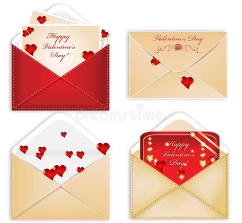 Envelopes Do Amor Ajustados Para O Dia De Valentim Ilustração do Vetor