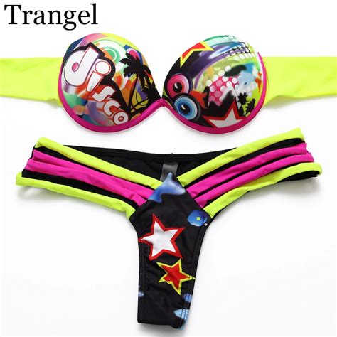 Trangel Sexy Bikini Push Up Swimsuit For Women Printed Beachwear