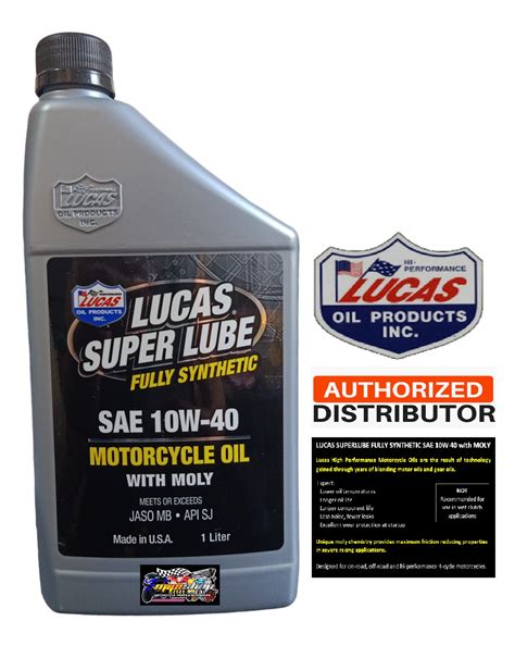 LUCAS Super Lube Fully Synthetic SAE 10W 40 With MOLY Motorcycle Oil