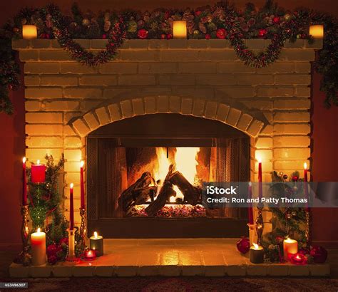 Old Fashioned Christmas Fireplace Stock Photo - Download Image Now ...