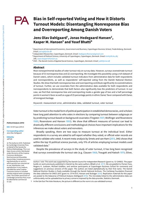 PDF Bias In Self Reported Voting And How It Distorts Turnout Models