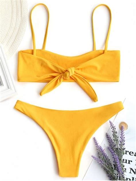 Up To Off Tied Bralette Bikini Set Zaful Swimwear Bikinis