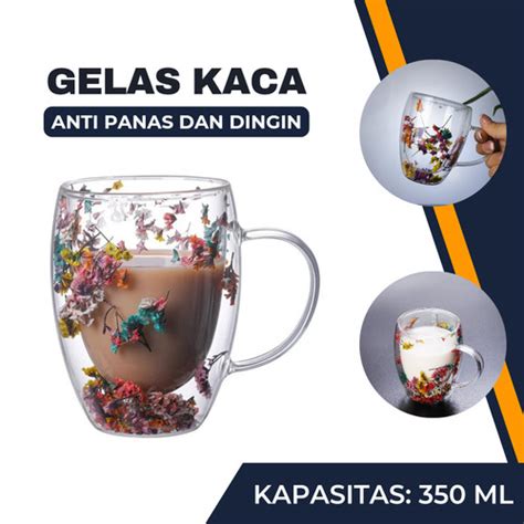 Jual Gelas Cangkir Kopi Susu Teh Kaca Anti Panas Double Wall Glass