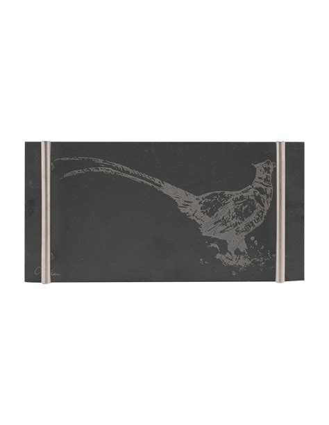 Meg Hawkins Slate Tray With Handles X Cm Pheasant