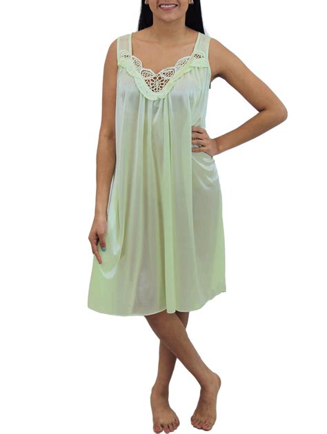 Venice Womens Silky Looking Embroidered Nightgown 06 Large Pistachio