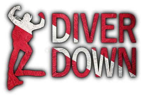 Diver Down Flag, Diver Silhouette, Vintage Style Scuba Flag Stock Photo - Image of grunge, scuba ...