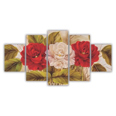 Quadros Decorativos Mosaico MDF Floral Flores Rosas Brancas E Vermelhas