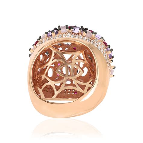 Bague Argent Rose Et Ruth Nium Noir Zirconias Multicolores Maty