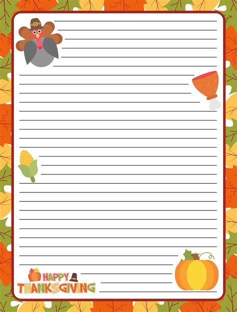 Thanksgiving Free Printable Paper Printablee