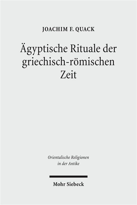 Gyptische Rituale Der Griechisch R Mischen Zeit Orientalische