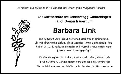 Traueranzeigen von Barbara Link Allgäuer Zeitung