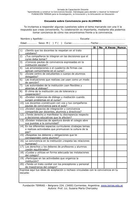 Recurso 1 Encuestas Para Alumnos Y Docentes Terras Edu Ar