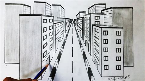 How To Draw A Small City Using One Point Perspective Drawing A