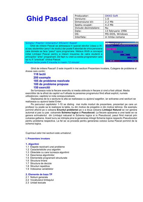 PDF Ghid Pascal Materialedidactice Ro Interfata In Limba Romana