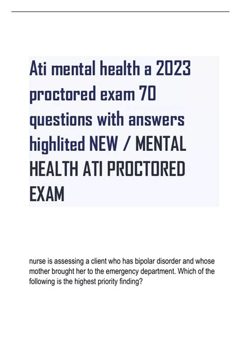 Ati Mental Health Proctored Exam 2023 4