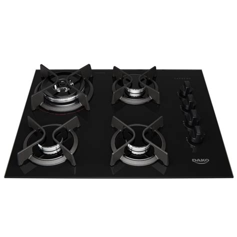 Cooktop 4 Bocas Preto Mesa De Vidro E Tripla Chama Dako Supreme