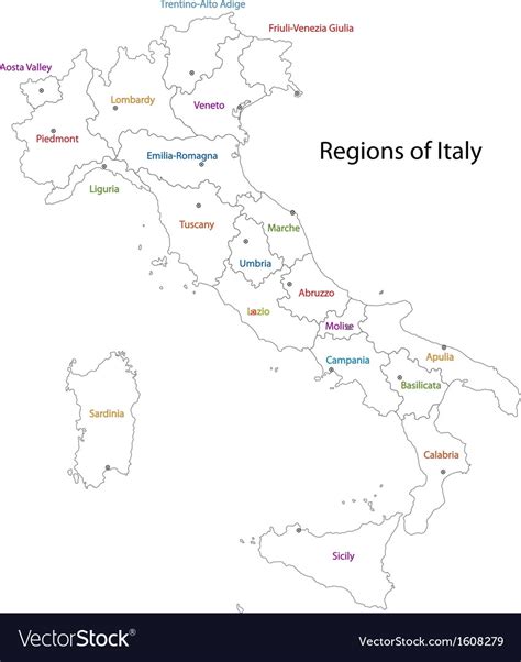 Outline Italy Map Royalty Free Vector Image Vectorstock