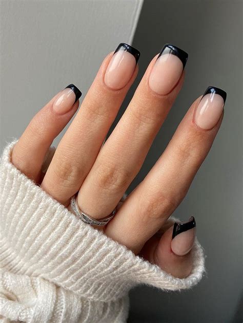 Black French Tip Nails Frensh Nails Cute Gel Nails Chic Nails Pretty