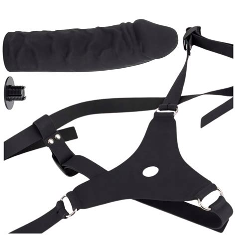 STRAP ON Pas Regulowany Czarne Dildo SZTUCZNY PENIS Dla KOBIET I PAR 18 Cm 5906688862884