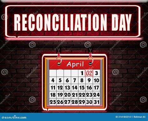 2 April Reconciliation Day Neon Text Effect On Bricks Background