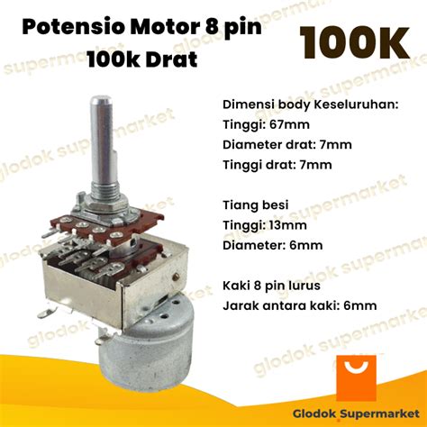 Potensio Motor 8 Pin 100k Drat Alps Japan Stereo Kaki 4 4 Lurus 104