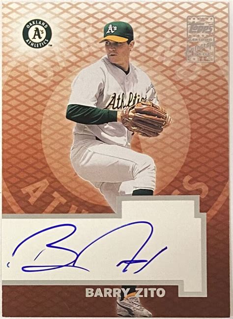 Barry Zito Autographed Topps Oakland Athletics Baseball Card Kbk