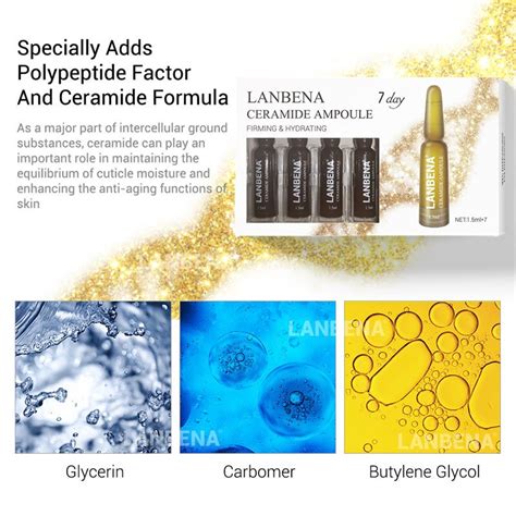 Lanbena Ampoule Serum Hyaluronic Acid Vitamin C 24k Gold Retinol Q10 Ceramide Anti Aging Wrinkle