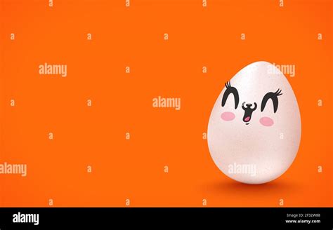 Banner With Egg With Kawaii Face For Easter Illustration Of Egg In