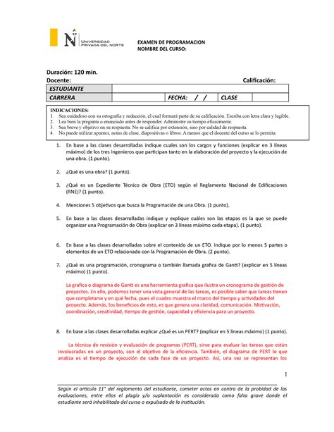 Examen Parcial 2022 I 1 EXAMEN DE PROGRAMACION NOMBRE DEL CURSO