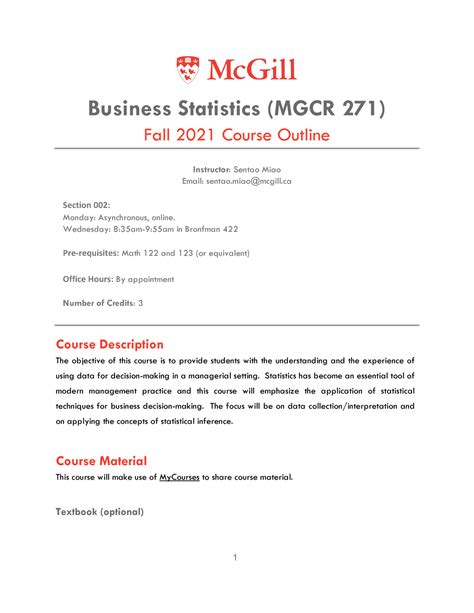 Course Outline Mgcr Mgcr Mcgill Studocu