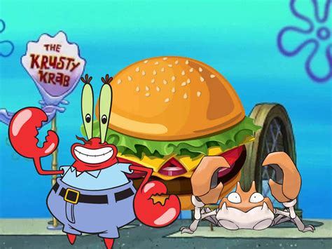 Download Delicious Krabby Patty Served On A Plate Wallpaper