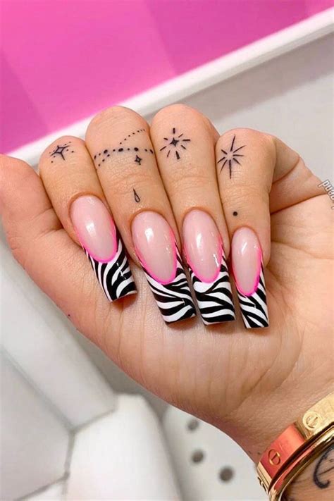 21 Gorgeous Examples Of Colored French Tip Nails Zebra Acrylic Nails