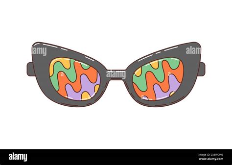 Groovy Retro Sunglasses Hippie Psychedelic Eyewear With Color Rainbow