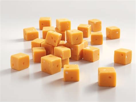 Premium Photo Savory Delight Cheddar Cheese Cubes Isolated On A White