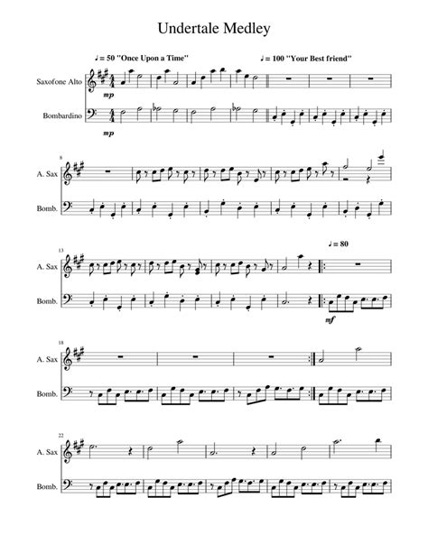 Undertale Medley For Alto Sax And Euphonium Sheet Music For Saxophone Alto Euphonium Mixed