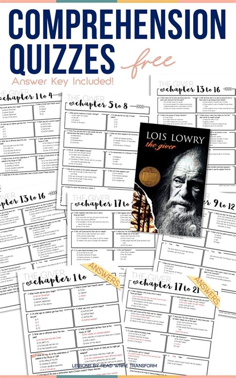 Free The Giver Chapter Quizzes Answer Key Provided Middle School