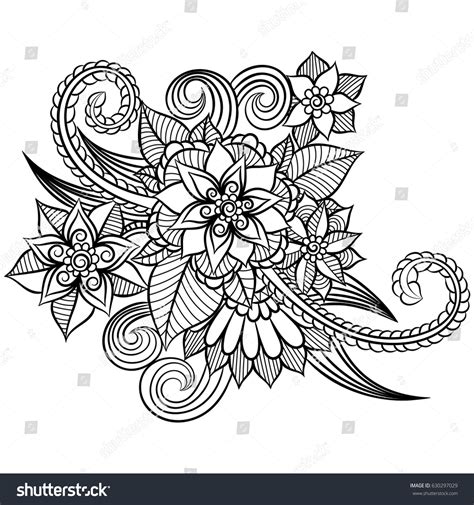 Zentangle Abstract Doodle Flowers Vector Illustration Stock Vector ...