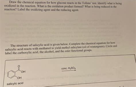 Solved Draw The Chemical Equation For How Glucose Reacts In Chegg