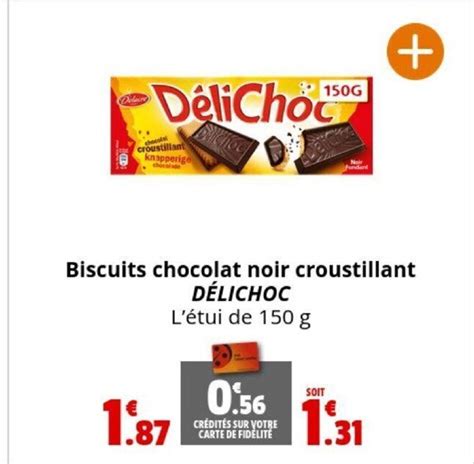 Promo Biscuits chocolat noir croustillant DÉLICHOC chez Coccinelle