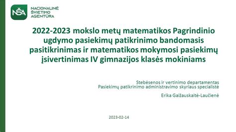 Mokslo Met Matematikos Pagrindinio Ugdymo Pasiekim Patikrinimo