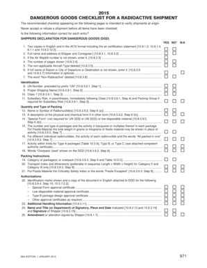 Dangerous Goods Checklist For A Radioactive Shipment Fill And