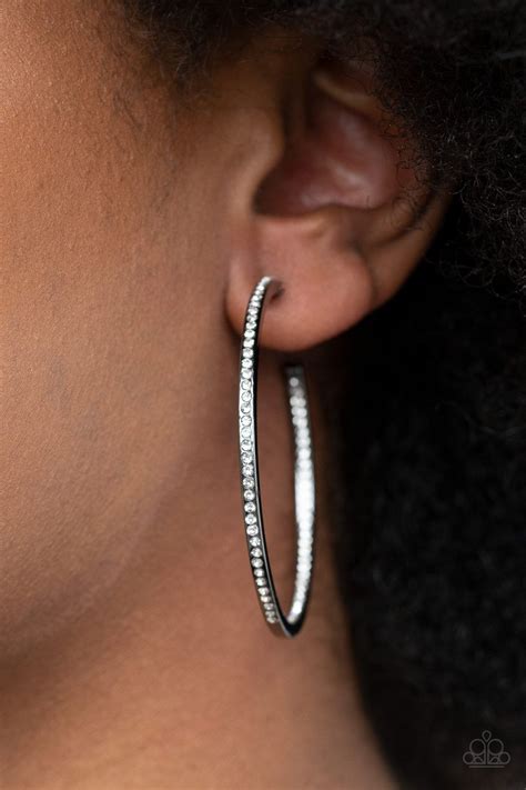 Paparazzi Marquee Magic Black Black Hoops Earrings Black Earrings Hoop Earrings