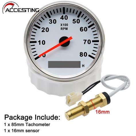 85MM 3000-8000RPM Tachometer + M16 Tachometer Sensor Gasoline Diesel ...