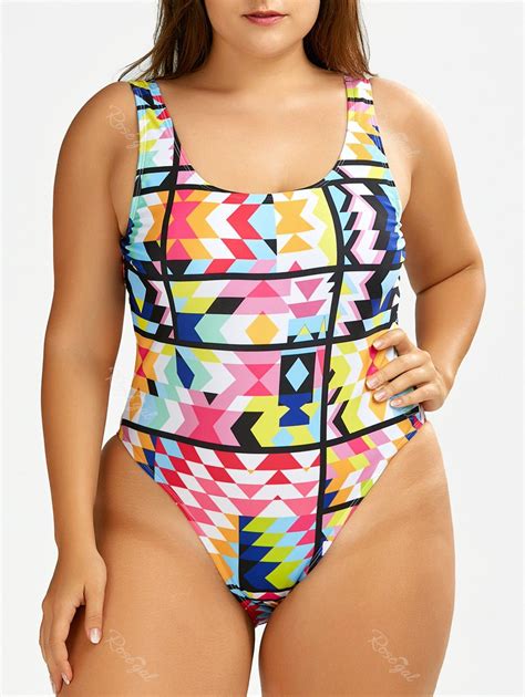 Colormix 2xl Plus Size Printed Thong One Piece Swimsuit