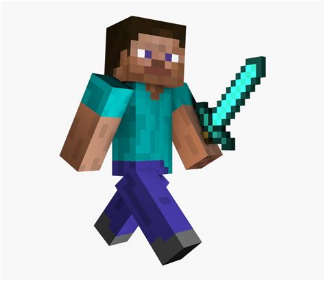 Minecraft Steve Holding Diamond Sword, HD Png Download , Transparent Png Image - PNGitem