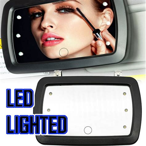 Car Sun Visor Mirror Interior Makeup Shade Vanity Mirror Portable 6 Led Lighted Clip On Led