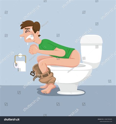 Diarrhea Problem Man Sitting On Toilet Stock Vector (Royalty Free
