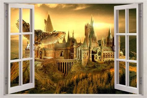 Hogwarts Harry Potter 3d Window View Decal Graphic Wall Sticker Art